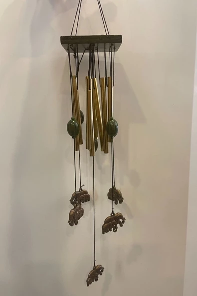 Deprem Zili Çanı Duvar Rüzgar Çanı Zili Feng Shui Ejderha Yılı Metal Borulu Fil Objeli - Resim 4