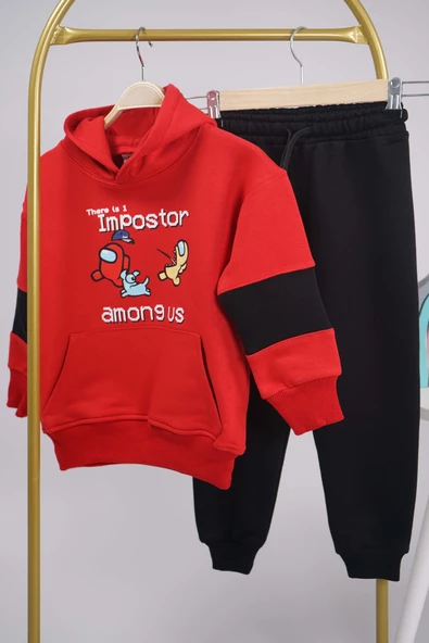 ERKEK ÇOCUK OKULA DÖNÜŞ KAPŞONLU PAMUK EŞOFMAN TAKIMI - 4