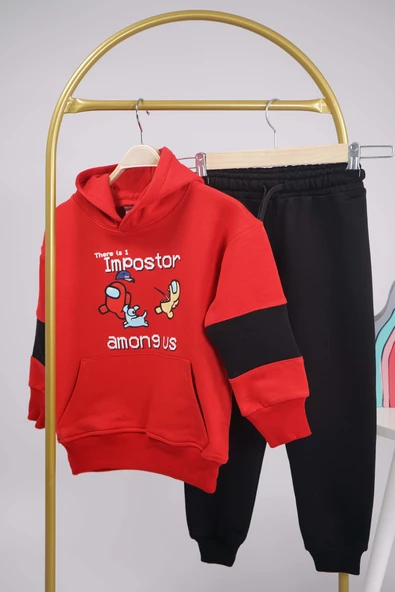 ERKEK ÇOCUK OKULA DÖNÜŞ KAPŞONLU PAMUK EŞOFMAN TAKIMI - 3