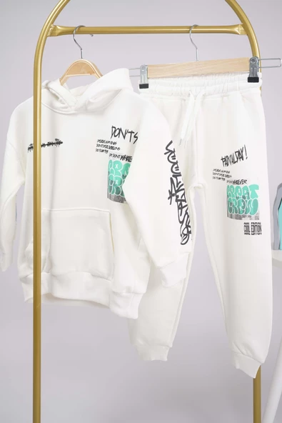 ERKEK ÇOCUK OKULA DÖNÜŞ KAPŞONLU PAMUK EŞOFMAN TAKIMI - 2