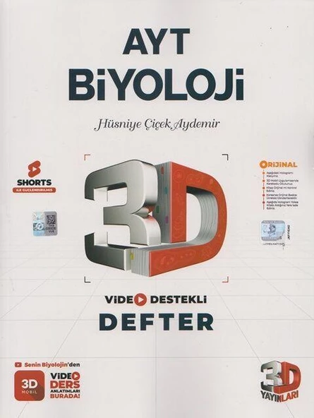 AYT Biyoloji Video Destekli Defter 3D Yayınları