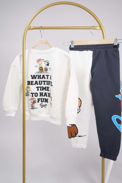 YENİ SEZON PEANUST SNOOPY MODELLİ BİSİKLET YAKA PAMUK EŞOFMAN TAKIMI - 4