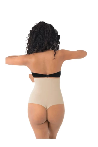 Lazer Kesim Yüksek Bel String Toparlayıcı Tanga Külot Korse - 7