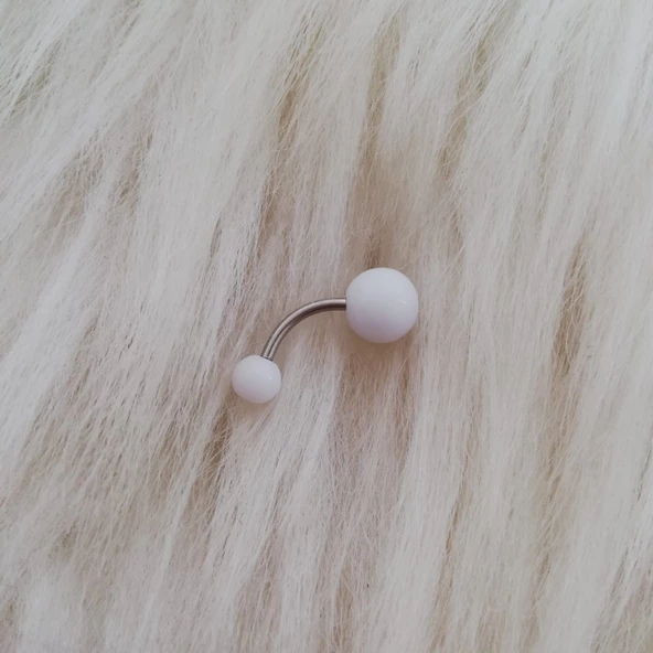 Mat Beyaz Göbek Piercingi