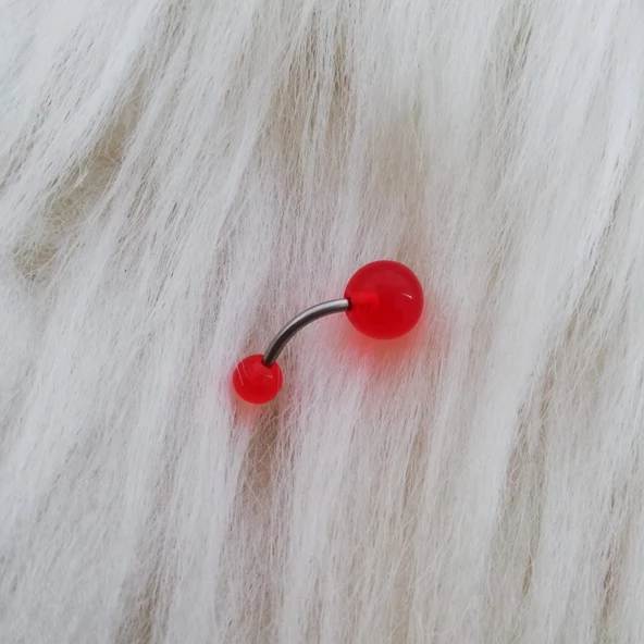 Şeffaf  Kırmızı Göbek Piercingi