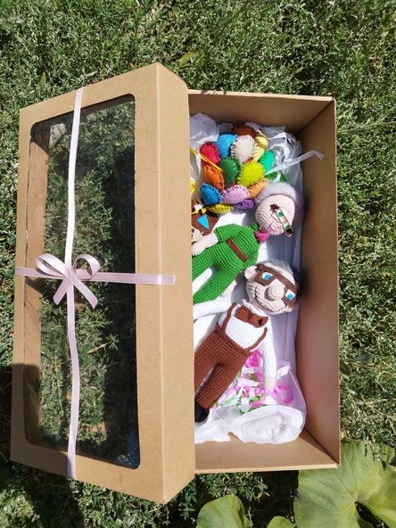 Carl ve Ellie Amigurumi Organik Oyuncak Hediye Seti - 2