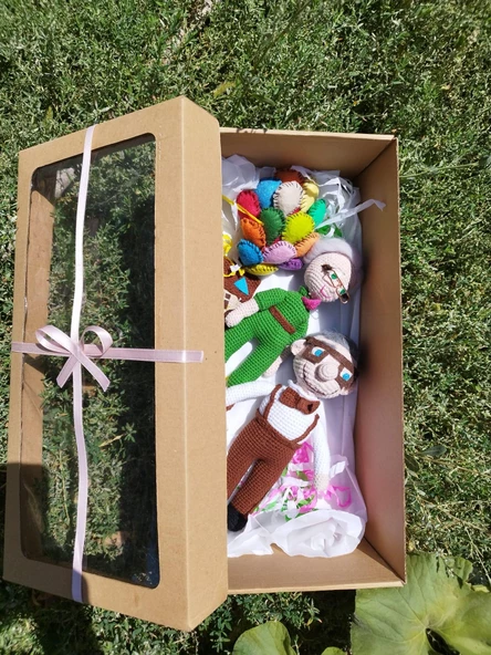 Carl ve Ellie Amigurumi Organik Oyuncak Hediye Seti - 1