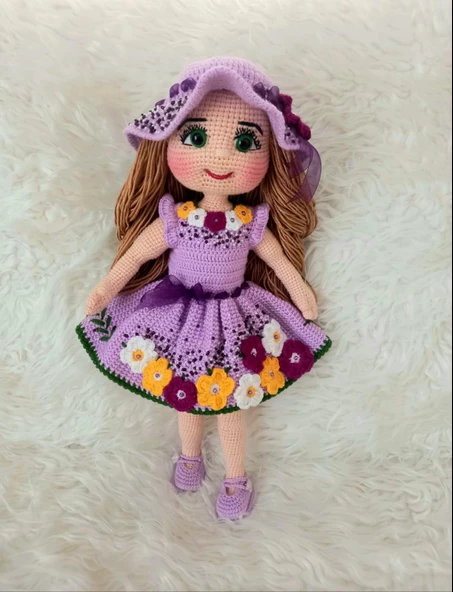 Lila Akasya Bebek Amigurumi Organik Oyuncak - 1