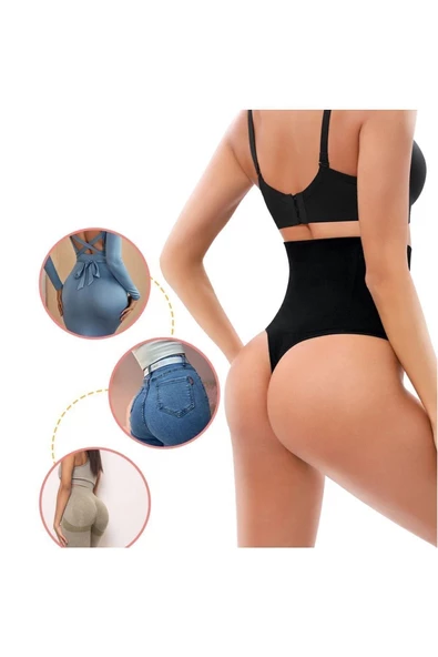 Kadın Yüksek Bel Karın Toparlayıcı Slip String Toparlayıcı Tanga Korse - 4