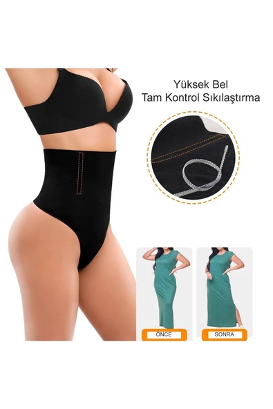 Yüksek Bel Karın Toparlayıcı Slip String Kadın Toparlayıcı Tanga Korse