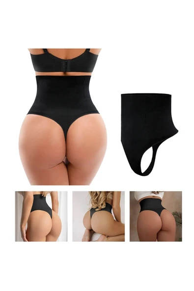 Yüksek Bel Karın Toparlayıcı Slip String Kadın Toparlayıcı Tanga Korse - 4
