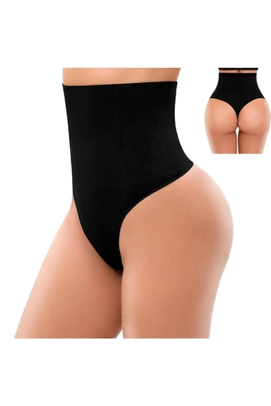 Lazer Kesim Yüksek Bel String Toparlayıcı Tanga Külot Korse - 2