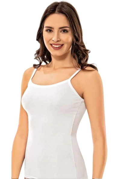 Kadın 2'li Pedli Ip Askılı Atlet 6349 | Beyaz