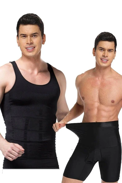2'li Set Erkek Korse Atlet Ve Boxer Korse | Inceltici Erkek Korse Seti - 2