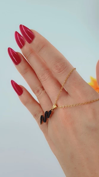 Kadın Yılan Model Gold Renk Çelik Kolye - Resim 4