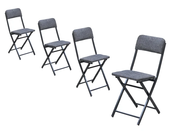 Sandalye Katlanabilir Siyah - Deri 4 Adet ürün görseli 1