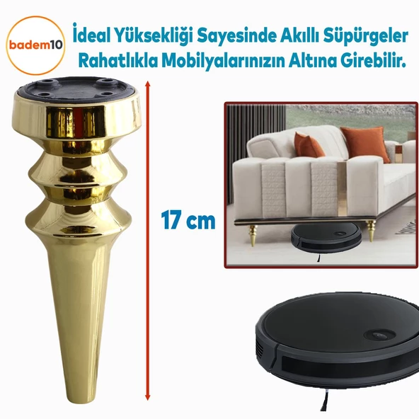 Oliva Mobilya Kanepe Koltuk Tv Ünitesi Baza Ayağı Zigon Orta Sehpası Ayak Ayakları Altın 17 cm - Resim 3