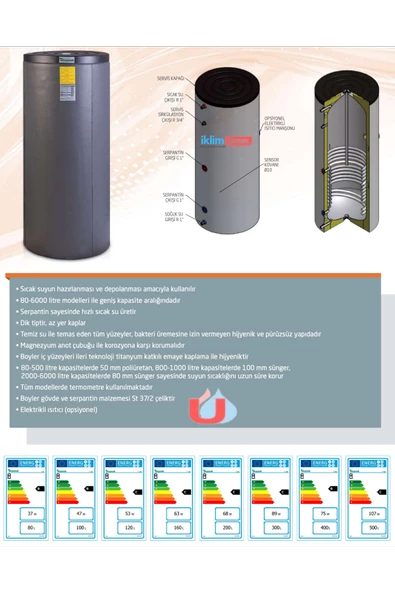 Baymak T80L Aqua Tek Serpantinli 80 L Boyler (Montaj Hariç) - 3