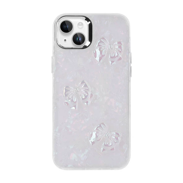 Apple iPhone 13 Kabartma Fiyonk Figürlü Parlak Eralli Silikon Kapak - 3