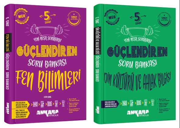 Ankara 2025 5. Sınıf Fen Bilimleri + Din Kültürü Güçlendiren Soru Bankası Seti 2 Kitap Güncel Müfredat