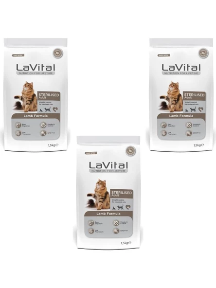 Lavital Sterilised Kuzulu Kısırlaştırılmış Kuru Kedi Mamasi 1.5 Kg*3 Adet