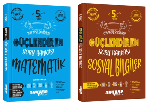 Ankara 2025 5. Sınıf Matematik + Sosyal Bilgiler Güçlendiren Soru Bankası Seti 2 Kitap Güncel Müfredat
