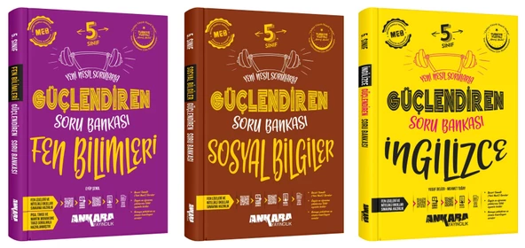 Ankara 2025 5. Sınıf Fen Bilimleri + Sosyal Bilgiler + İngilizce Güçlendiren Soru Bankası Seti 3 Kitap Güncel Müfredat