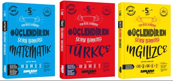Ankara 2025 5. Sınıf Matematik + Türkçe + İngilizce Güçlendiren Soru Bankası Seti 3 Kitap Güncel Müfredat