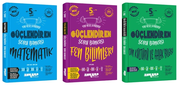 Ankara 2025 5. Sınıf Matematik + Fen Bilimleri + Din Kültürü Güçlendiren Soru Bankası Seti 3 Kitap Güncel Müfredat