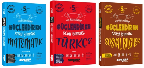 Ankara 2025 5. Sınıf Matematik + Türkçe + Sosyal Bilgiler Güçlendiren Soru Bankası Seti 3 Kitap Güncel Müfredat