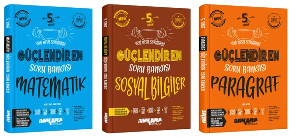Ankara 2025 5. Sınıf Matematik + Sosyal Bilgiler + Paragraf Güçlendiren Soru Bankası Seti 3 Kitap Güncel Müfredat