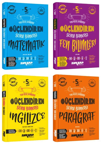 Ankara 2025 5. Sınıf Matematik + Fen Bilgisi + İngilizce + Paragraf Güçlendiren Soru Seti 4 Kitap Güncel Müfredat