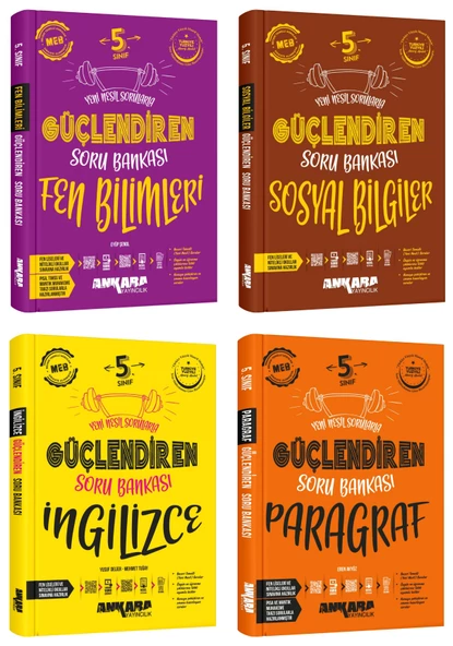 Ankara 2025 5. Sınıf Fen Bilimleri + Sosyal + İngilizce + Paragraf Güçlendiren Soru Seti 4 Kitap Güncel Müfredat