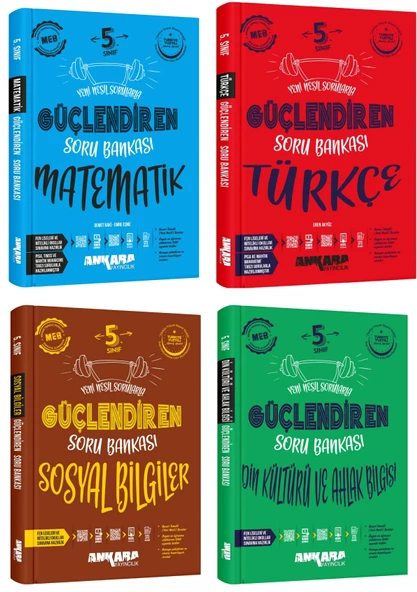 Ankara 2025 5. Sınıf Matematik + Türkçe + Sosyal + Din Kültürü Güçlendiren Soru Seti 4 Kitap Güncel Müfredat