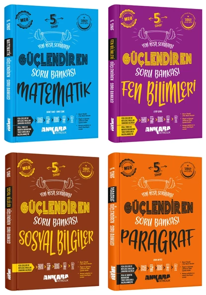 Ankara 2025 5. Sınıf Matematik + Fen Bilgisi + Sosyal + Paragraf Güçlendiren Soru Seti 4 Kitap Güncel Müfredat