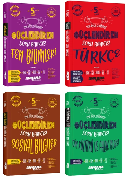 Ankara 2025 5. Sınıf Fen Bilimleri + Türkçe + Sosyal + Din Kültürü Güçlendiren Soru Seti 4 Kitap Güncel Müfredat