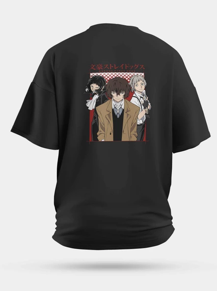 Oversize Bungou Stray Dogs Baskılı Unisex Tişört