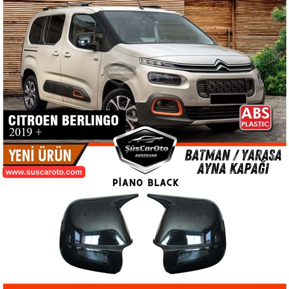 Citroen Berlingo Mk3 2019 Sonrası Uyumlu Batman Yarasa Ayna Kapağı Piano Black ABS Plastik Sağ Sol Takım ürün görseli