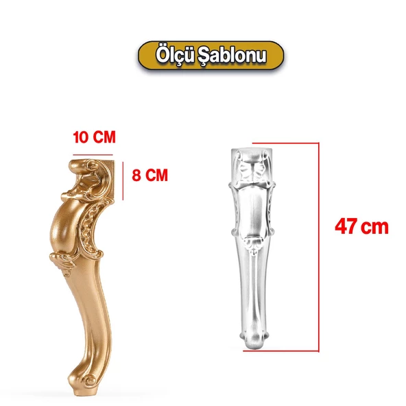 Valenta Plastik Sehpa Ayağı 47 cm Altın Renk 1 Adet Mobilya Zigon Çay Orta Sehpası Ayak Ayakları - 2