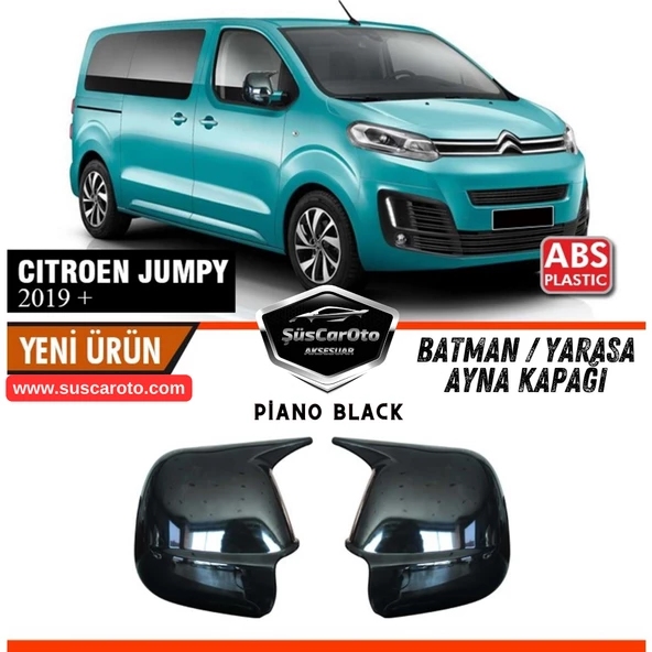 Citroen Jumpy 2019 Sonrası Uyumlu Batman Yarasa Ayna Kapağı Piano Black ABS Plastik Sağ Sol Takım ürün görseli