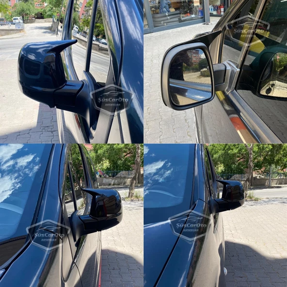 Fiat Doblo D5 2023 Sonrası Uyumlu Batman Yarasa Ayna Kapağı Piano Black ABS Plastik Sağ Sol Takım - 2