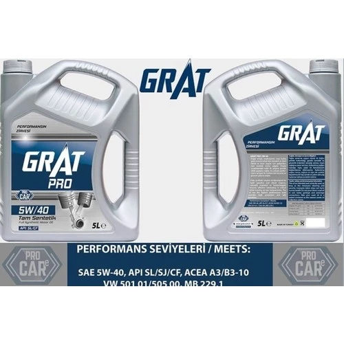 Grat 5w/40 Tam Sentetık Motor Yagı 5 Lt