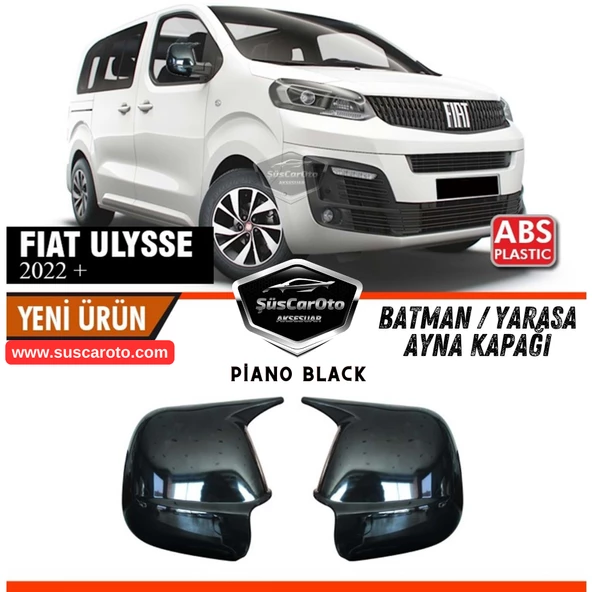 Fiat Ulysse 2022 Sonrası Uyumlu Batman Yarasa Ayna Kapağı Piano Black ABS Plastik Sağ Sol Takım