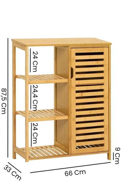 Digithome Bambu Masif 3 Raflı Tek Kapaklı Çok Amaçlı Düzenleyici Organizer Dolap DB-0005 - 7