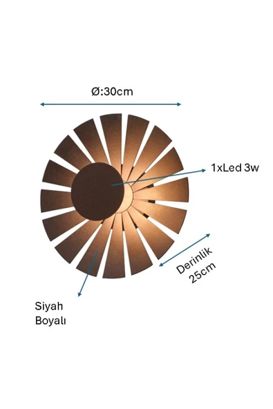 Pulchino Siyah Boyalı Aplik PLC-1208-AP-BSY - 2
