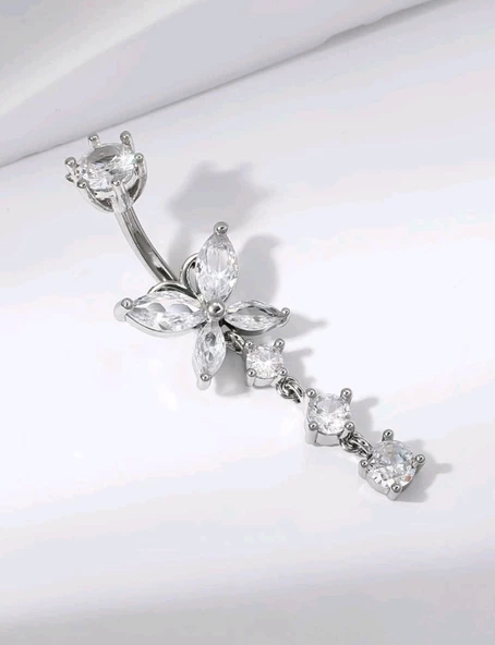 Taşlı Kelebek Göbek Piercing