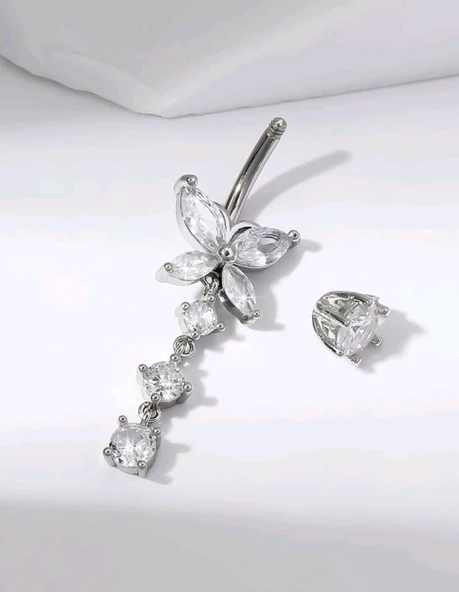 Taşlı Kelebek Göbek Piercing - 3