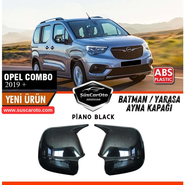 Opel Combo 2019 Sonrası Uyumlu Batman Yarasa Ayna Kapağı Piano Black ABS Plastik Sağ Sol Takım