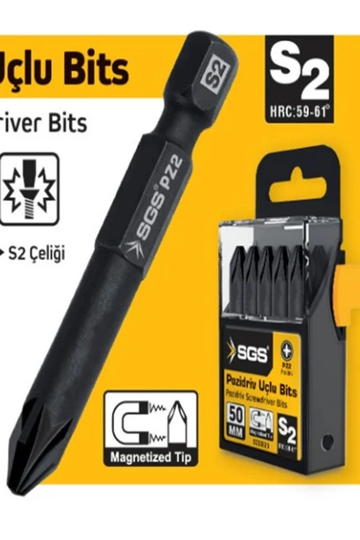 10 adet Sgs yıldız uçlu bits PZ2 150mm S2 Çeliği Mıknatıslı