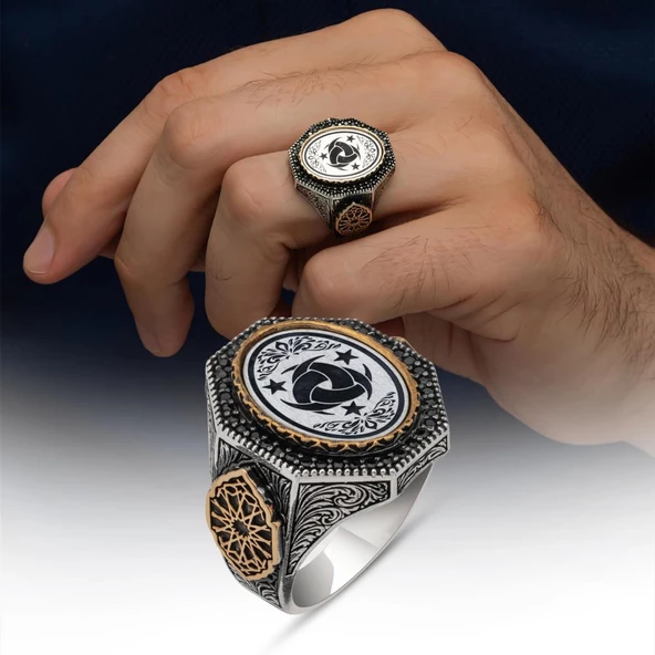 Teşklilatı Mahsusa Armalı 925 Gümüş Erkek Yüzük ürün görseli